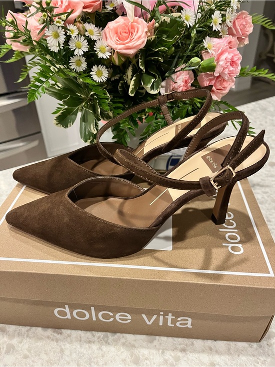 Dolce Vita Shoes - Dolce Vita Brown Suede Kamra Slingback Heels
